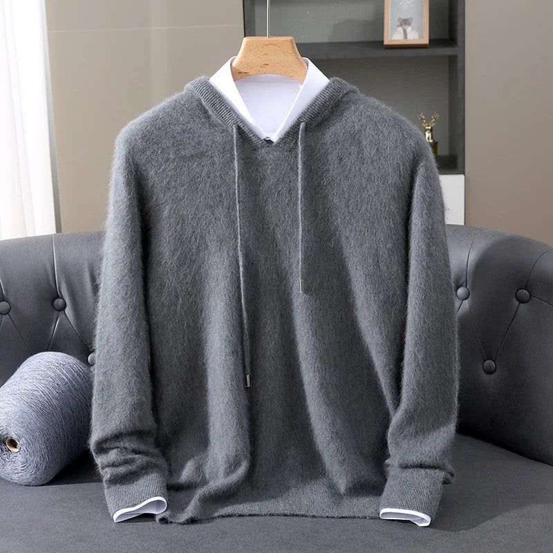 Leopmarek - Knitted Hoodie With Drawstring and Ribbed Cuffs