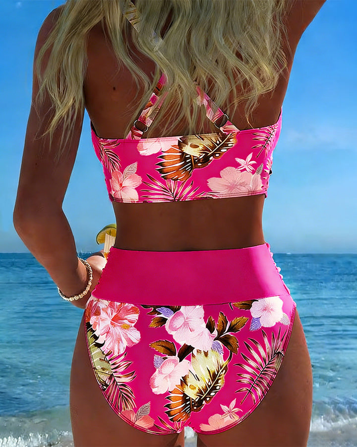 Hinari - Floral High Waisted Bikini Set