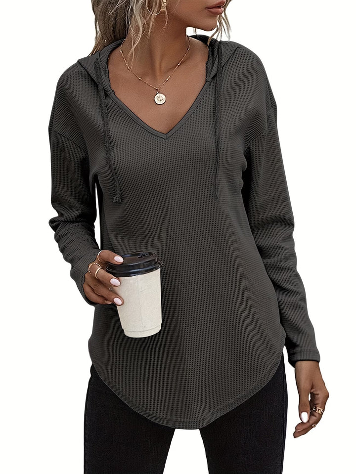 Laurette - Long Sleeve V Neck Hoodie