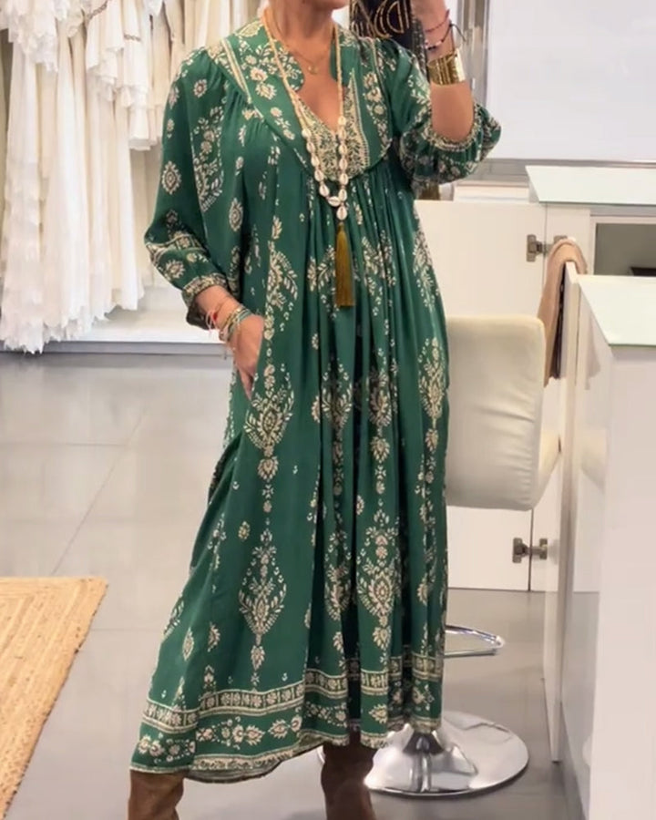 Zoraolisa - Casual Printed Dress With Pockets