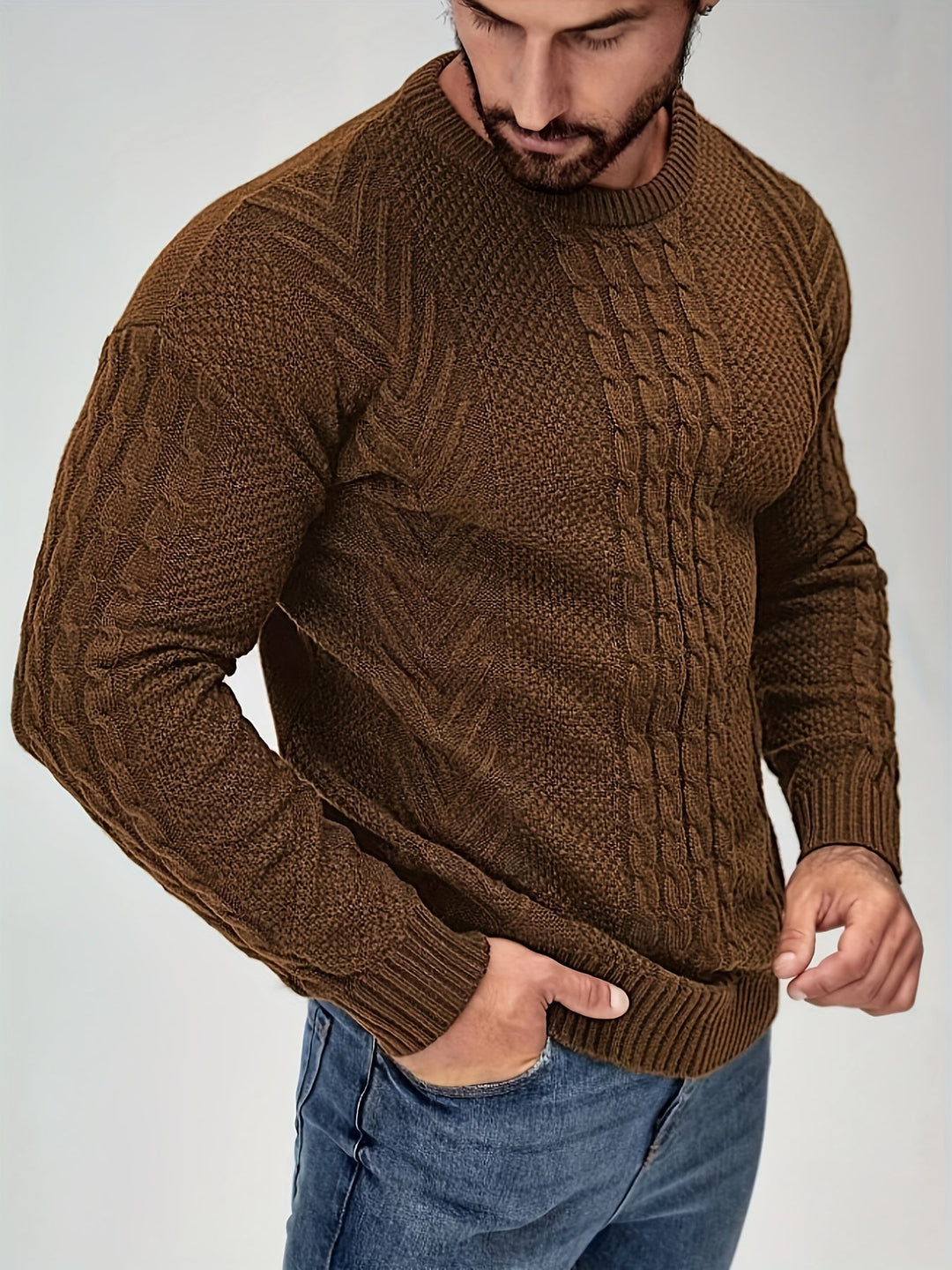 Adelas - Classic Cable Knit Crew Neck Sweater