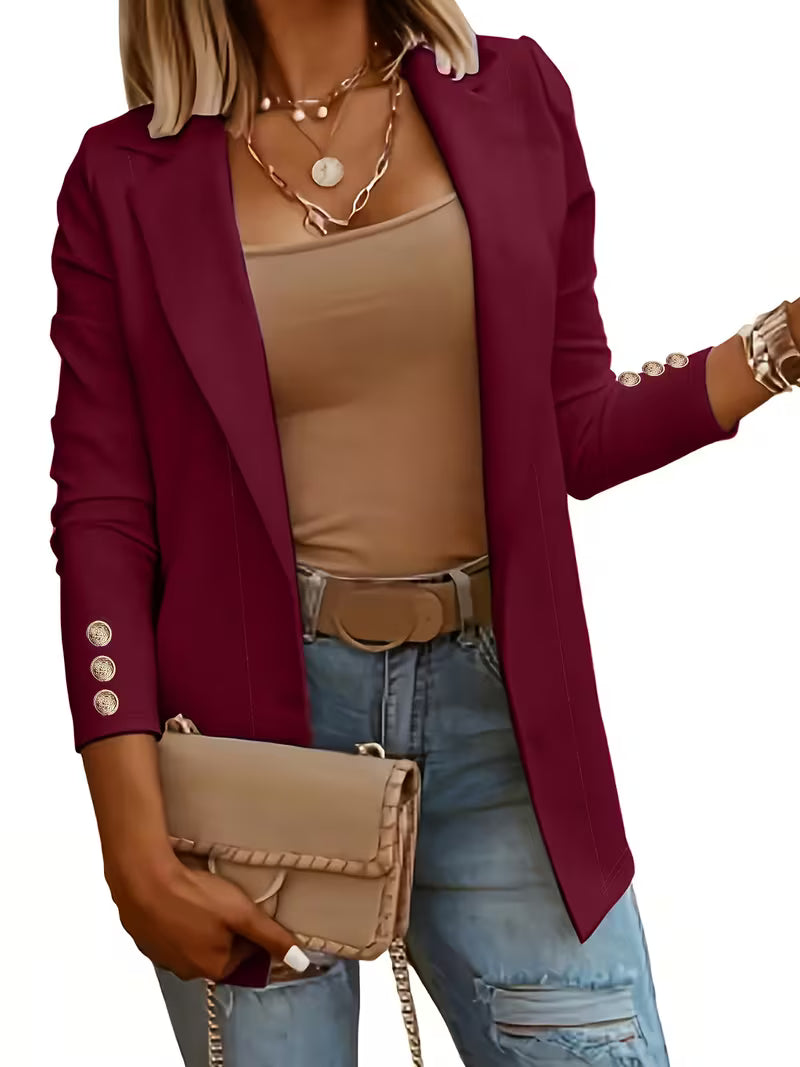 Tatjanita - Long sleeve Decorative Button Blazer