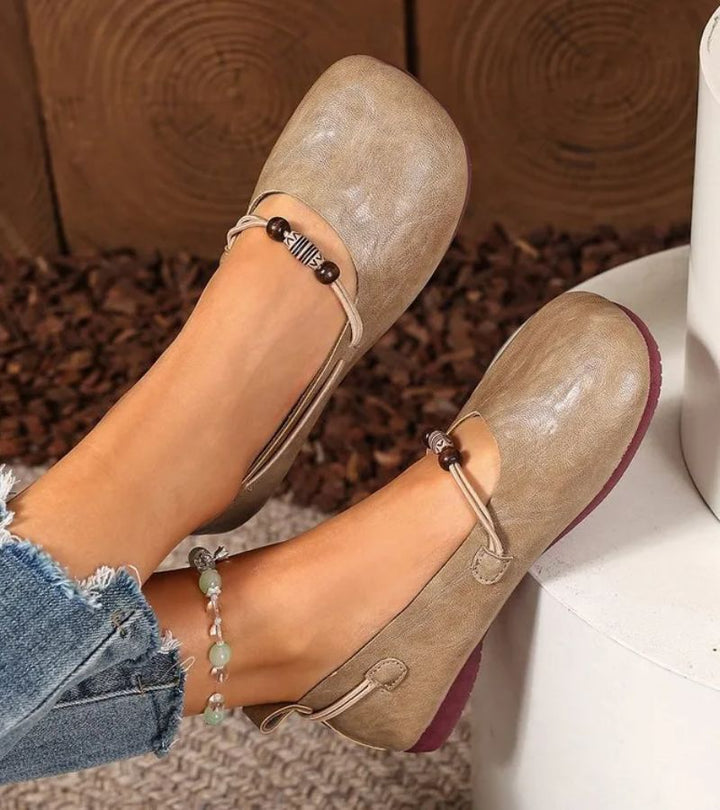 Renis - Flats With Square Toe and Beaded Strap