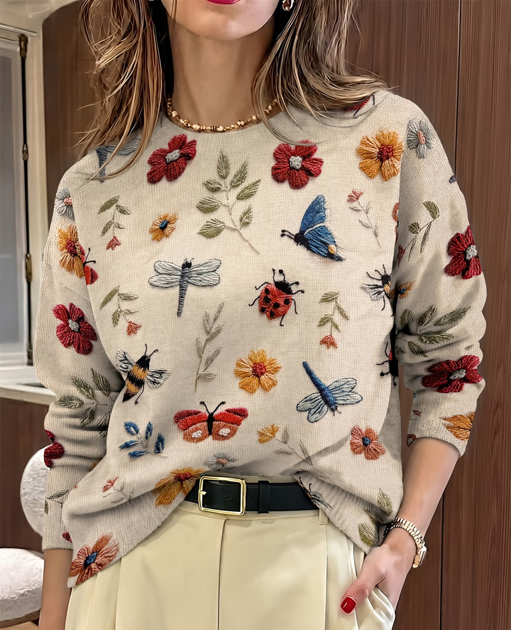Neriita - Sweater With Floral and Insect Print