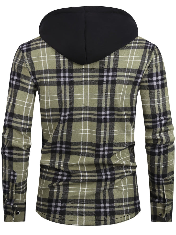 Petrena - Plaid Hooded Jacket With Chest Pockets
