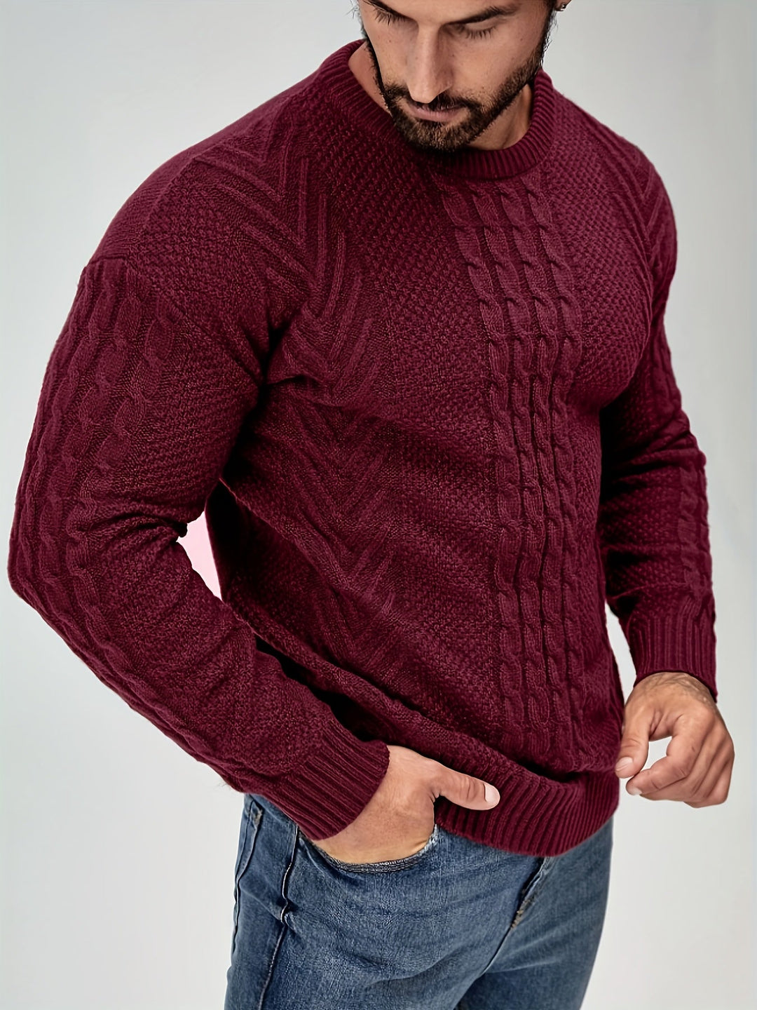 Adelas - Classic Cable Knit Crew Neck Sweater
