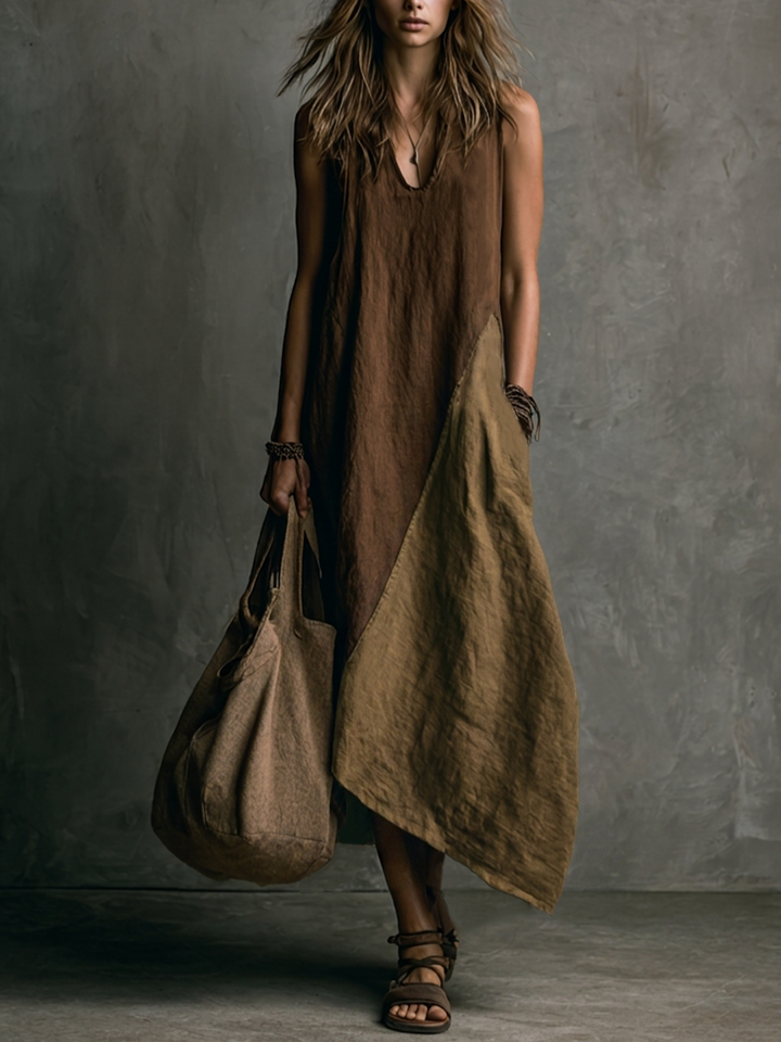Tylissa - Long Asymmetrical Patchwork Dress