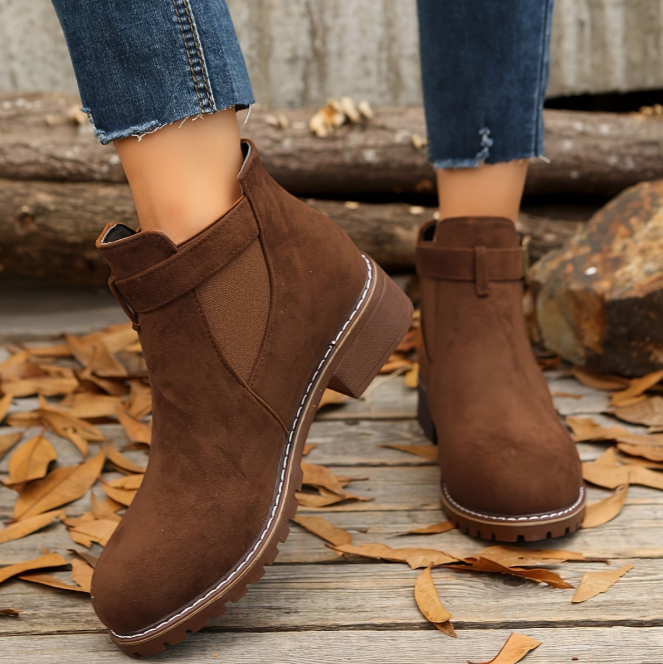 Rosaetta - Suede Ankle Boots with Buckle Strap