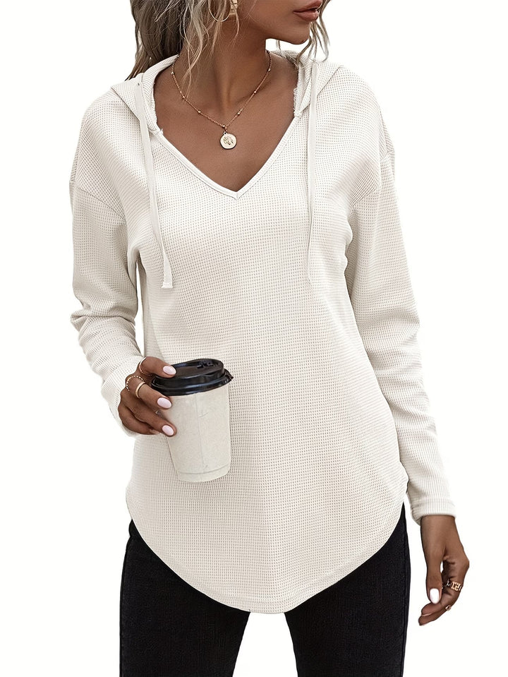 Laurette - Long Sleeve V Neck Hoodie
