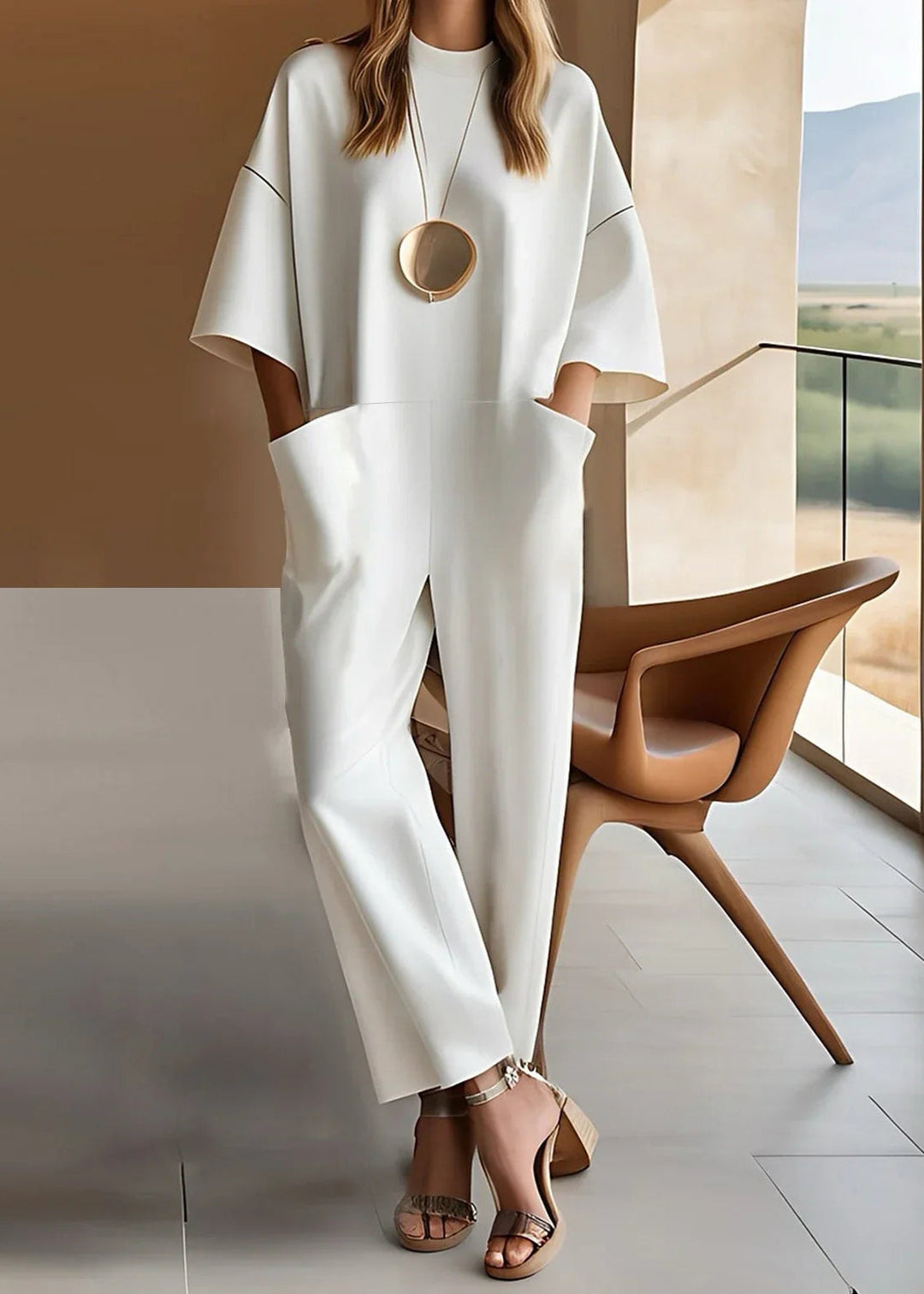 Elizina - Stylish Half Sleeve Loose Jumpsuit