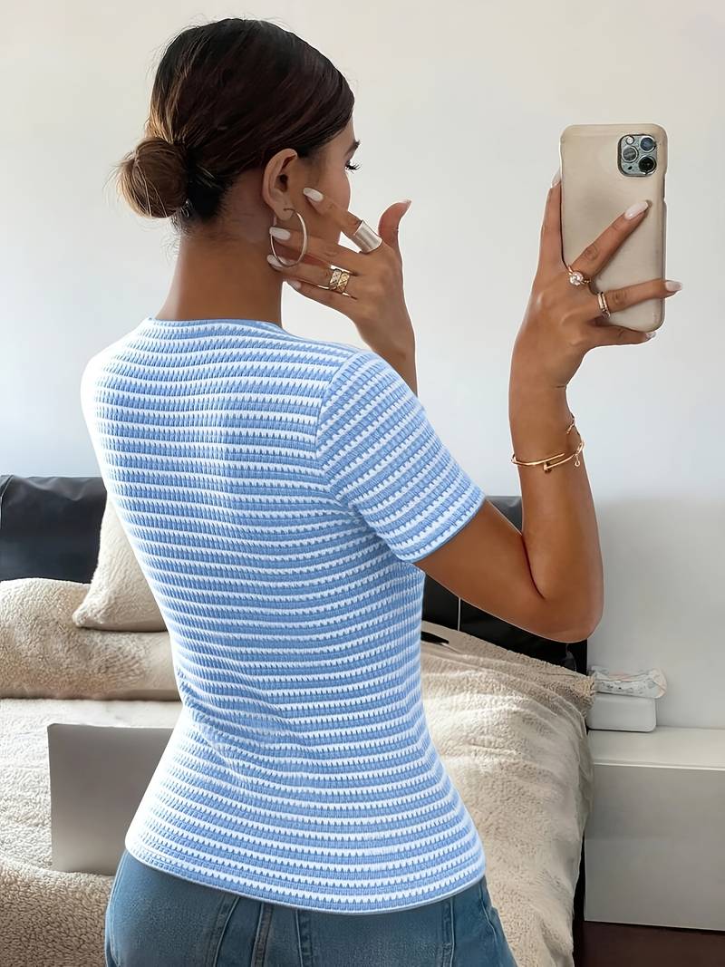 Airam - Square Neckline Open Front Shirt