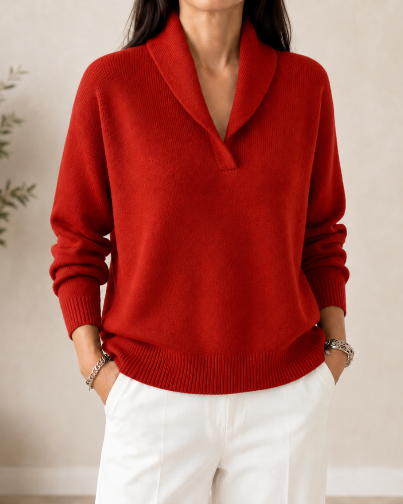 Prisuna - Long Sleeve V-Neck Sweater