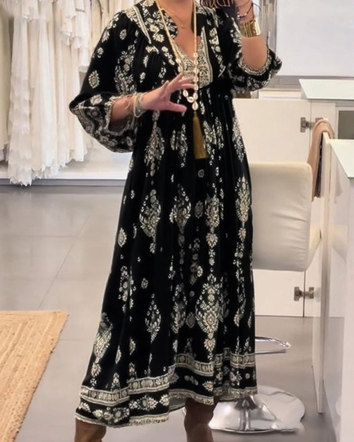 Zoraolisa - Casual Printed Dress With Pockets