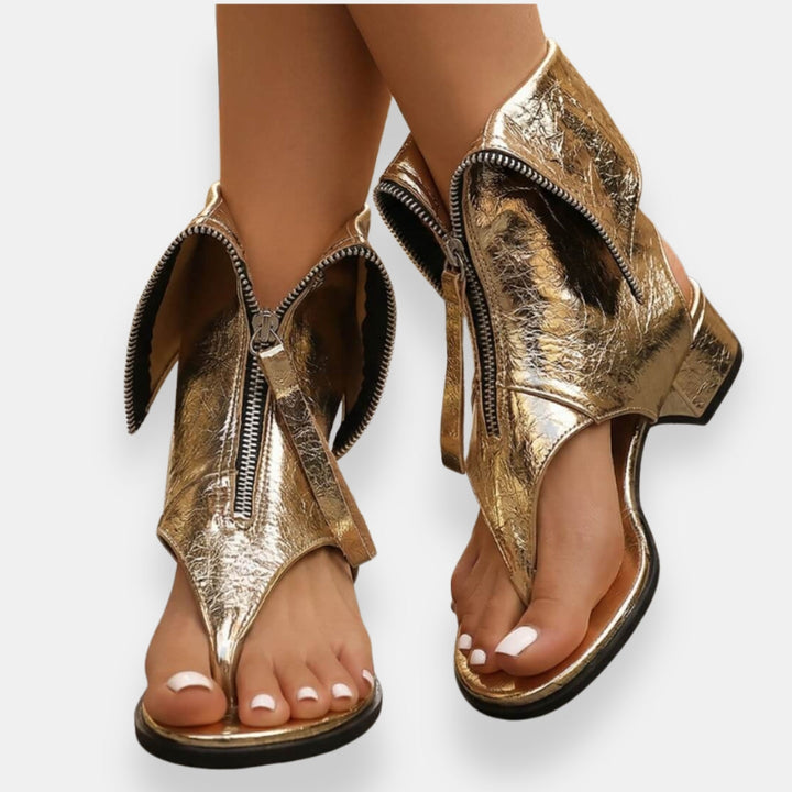 Sadiya - Metallic Zipper Sandal