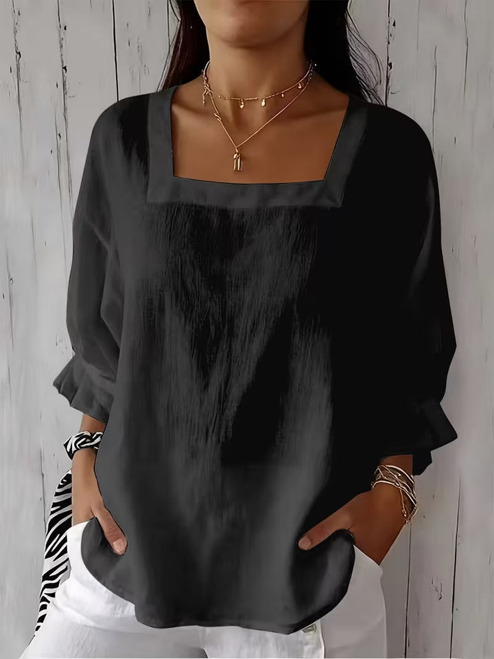 Theoella - Square Neck Long Sleeve Blouse