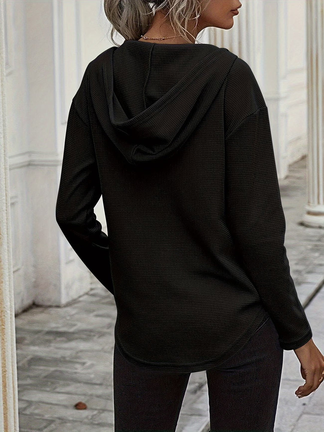 Laurette - Long Sleeve V Neck Hoodie