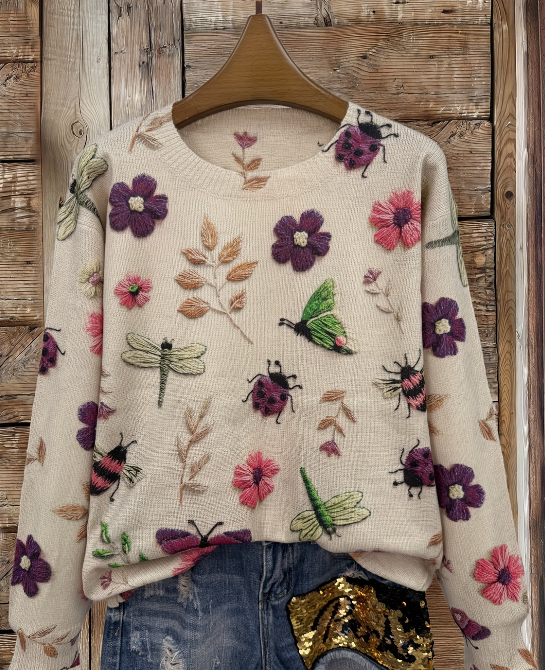 Neriita - Sweater With Floral and Insect Print