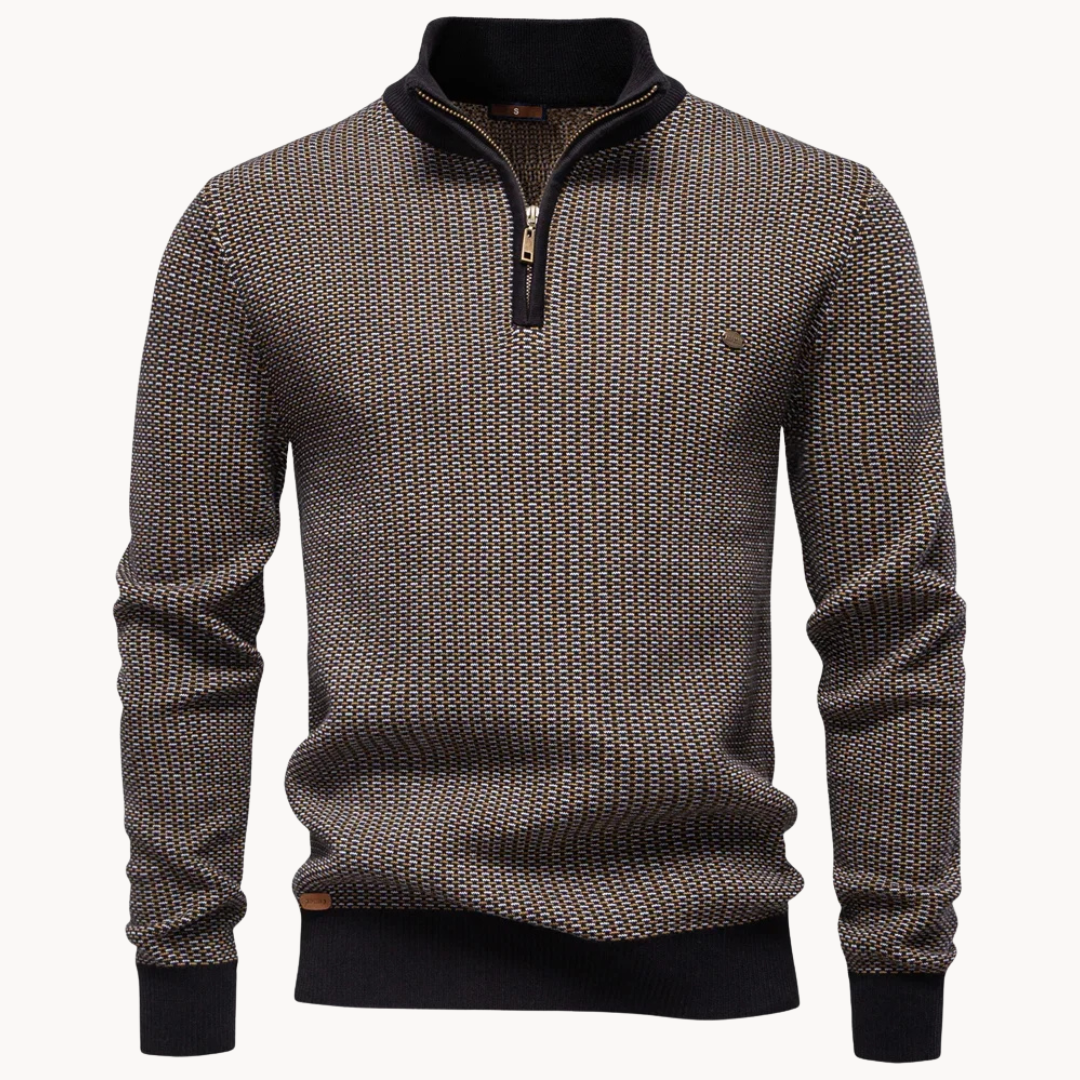 Yvesmund - Half-Zip Jacquard Knit Sweater