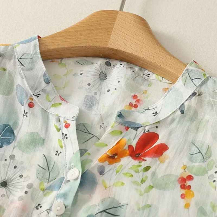Rusina - Elegant Linen Blouse With Button Front