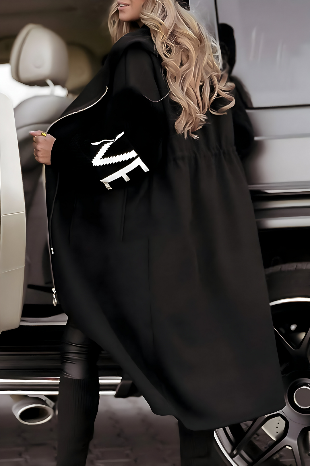 Lysanne - Longline Hooded Coat With Pockets
