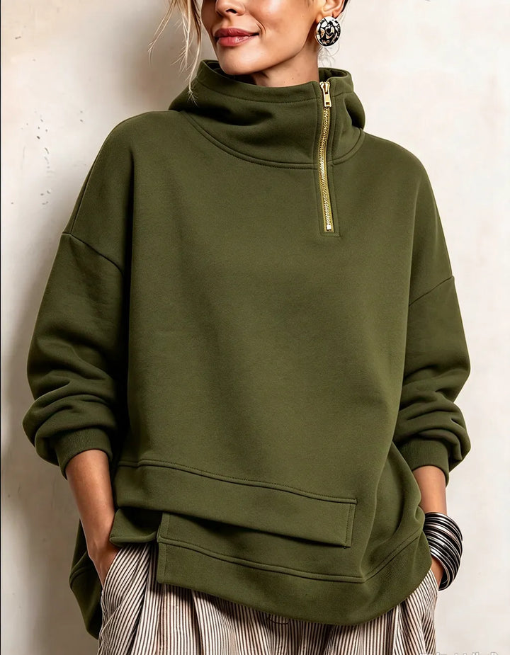 Margherita - Modern Asymmetric High-Neck Sweatshirt