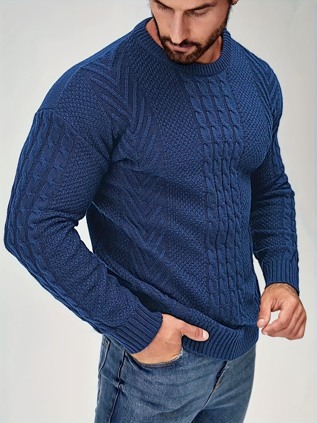 Adelas - Classic Cable Knit Crew Neck Sweater