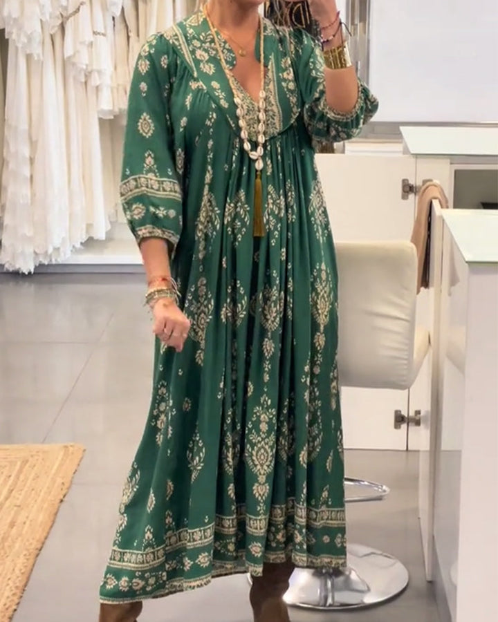 Zoraolisa - Casual Printed Dress With Pockets