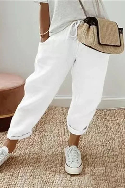 Yaron - Slanted Pocket and Drawstring Waistband Pants