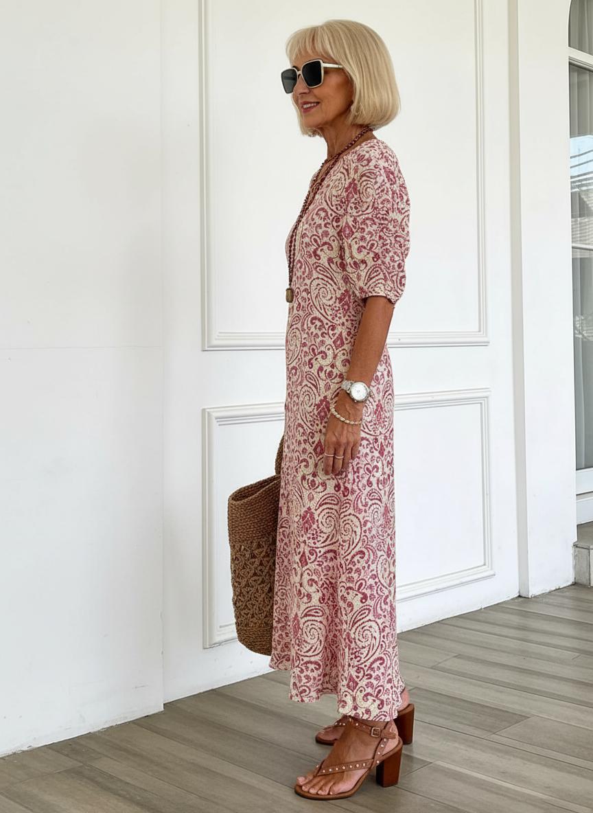Zarmina - Elegant Long Dress With Boho Print