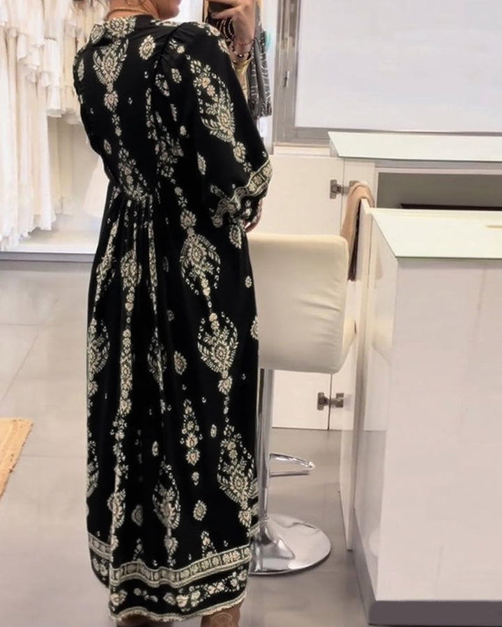 Zoraolisa - Casual Printed Dress With Pockets