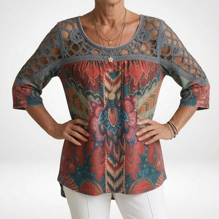 Steven - Bohemian Ethnic Print Blouse