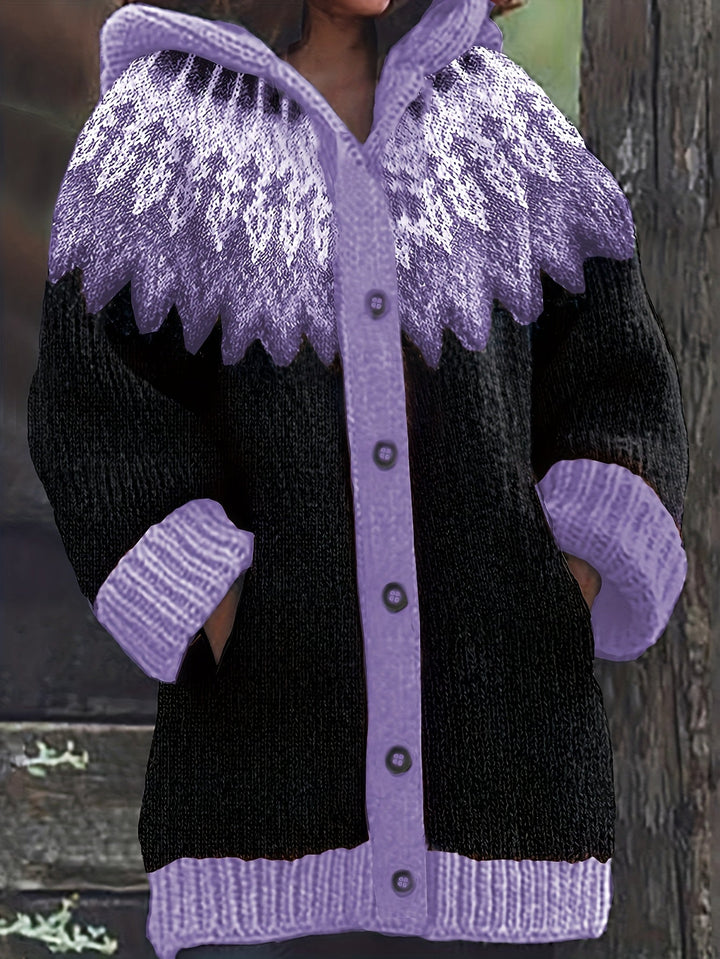 Peneeuva - Elegant Long Sleeve Winter Hooded Sweater