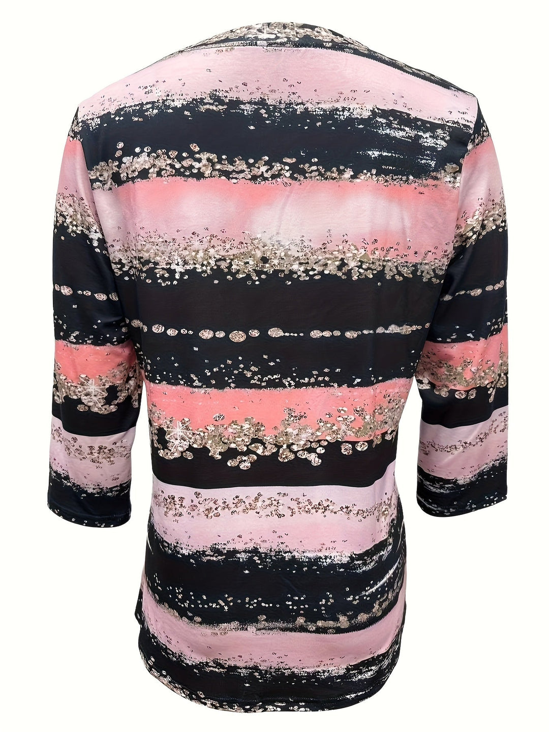 Eleainessa - Casual Fit Striped Round Neck Shirt