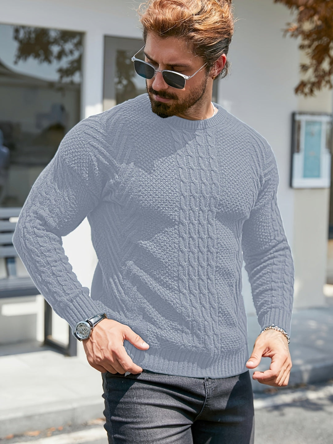 Adelas - Classic Cable Knit Crew Neck Sweater
