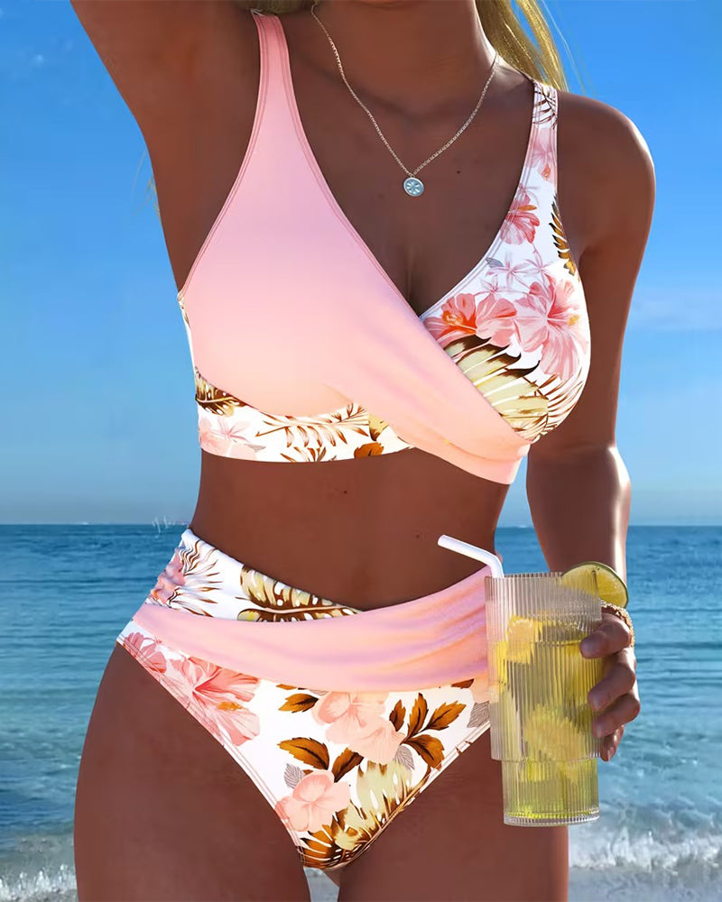 Hinari - Floral High Waisted Bikini Set