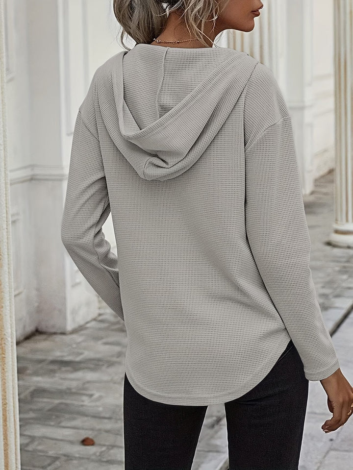 Laurette - Long Sleeve V Neck Hoodie