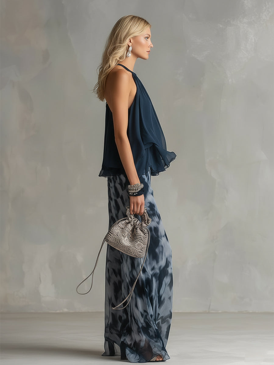 Shylla - Elegant Chiffon Two-Piece Set