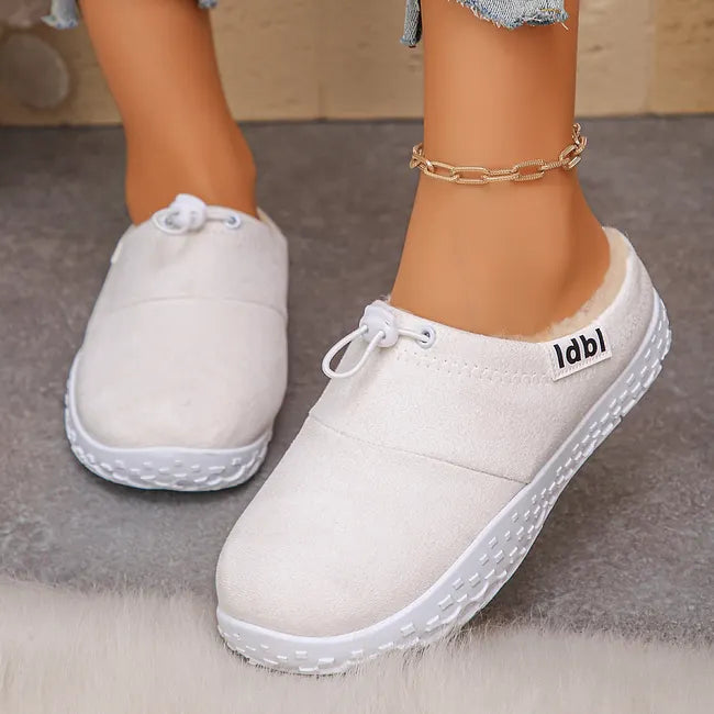 Elenora - Faux Suede Fleece Lined Drawstring Slip-On Shoes