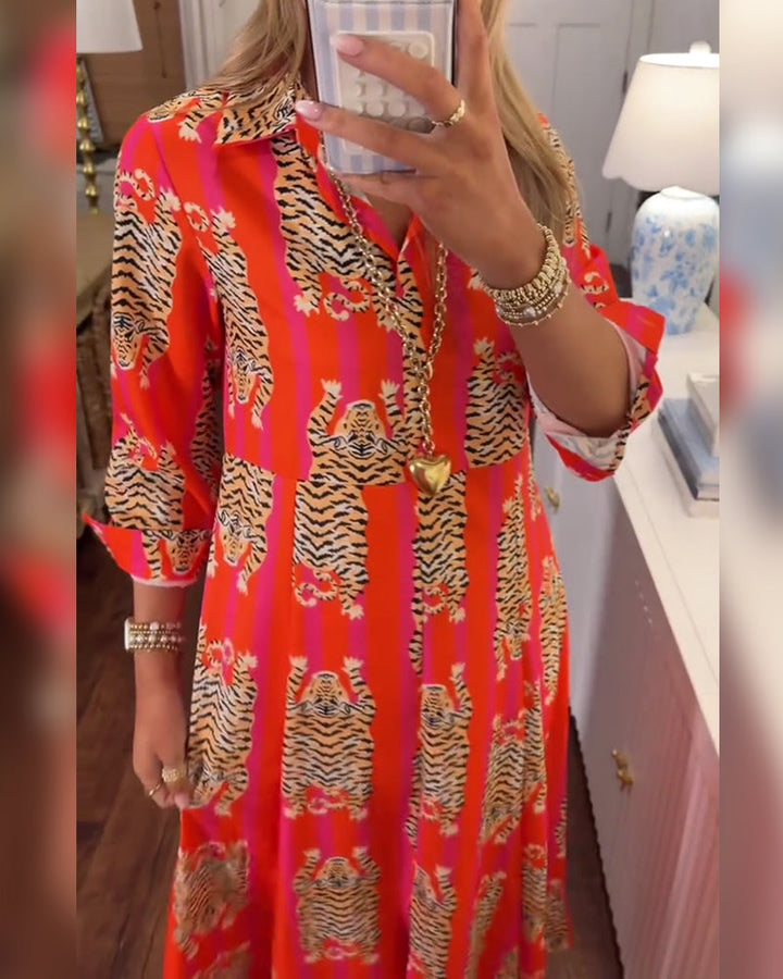 Sinney - Printed Maxi Dress With Long Sleeve