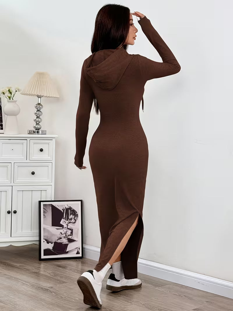 Valeia - Long Sleeve Maxi Dress With Hood