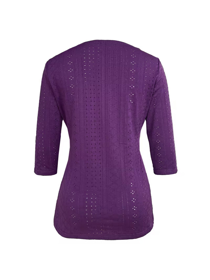 Svevelle - Contrast Lace Button Decor Top