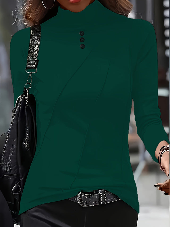 Hermarelis - Elegant High Neck Long Sleeve Shirt