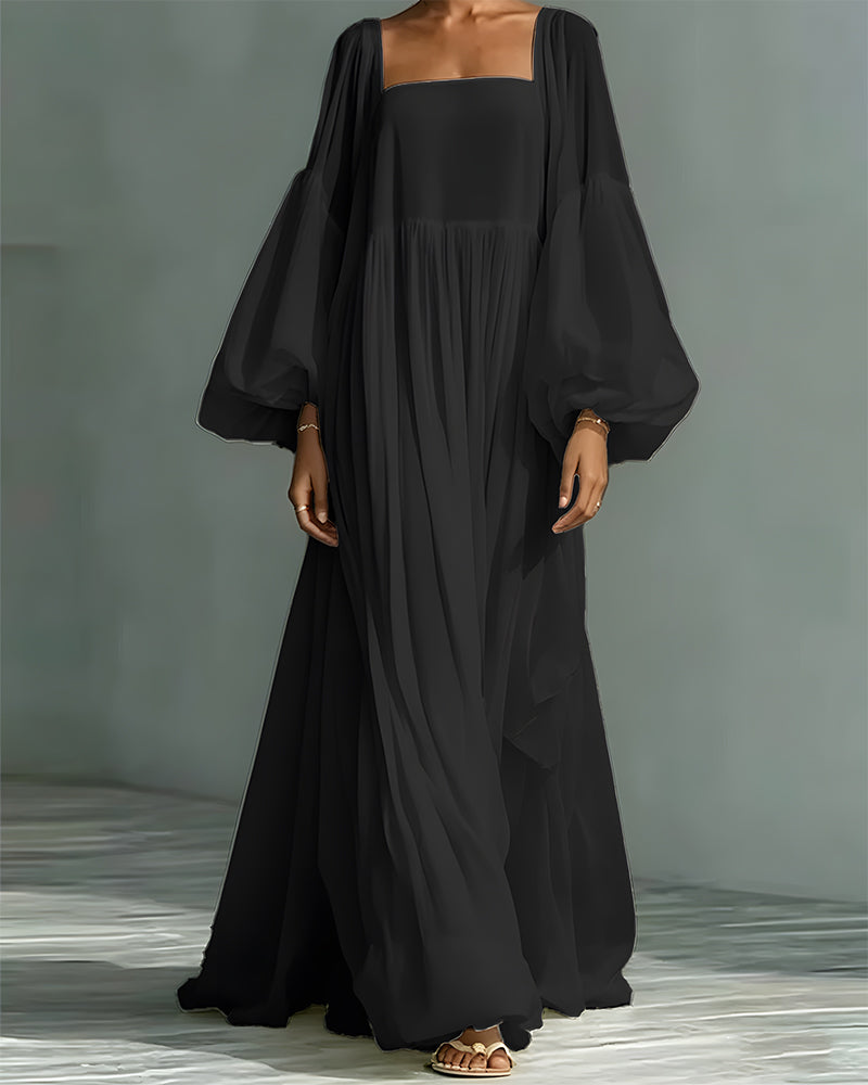Nunila - Square Neckline Fairy Maxi Dress