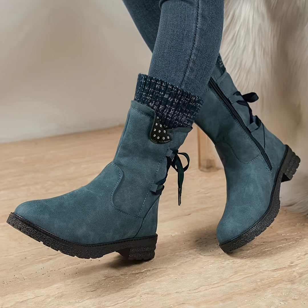 Kaelette - Lace-Up Ankle Boots With Knitted Cuffs