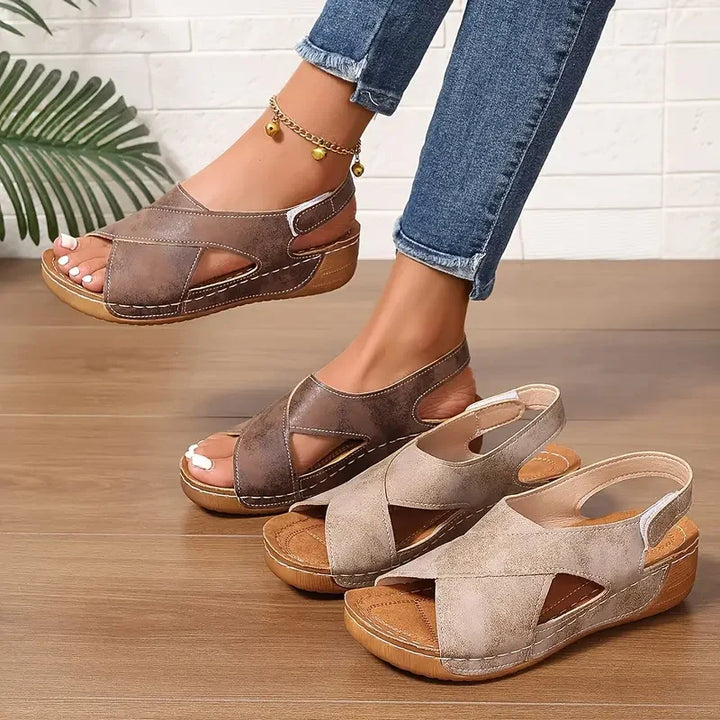 Clarisa - Cross Strap Wedge Sandal