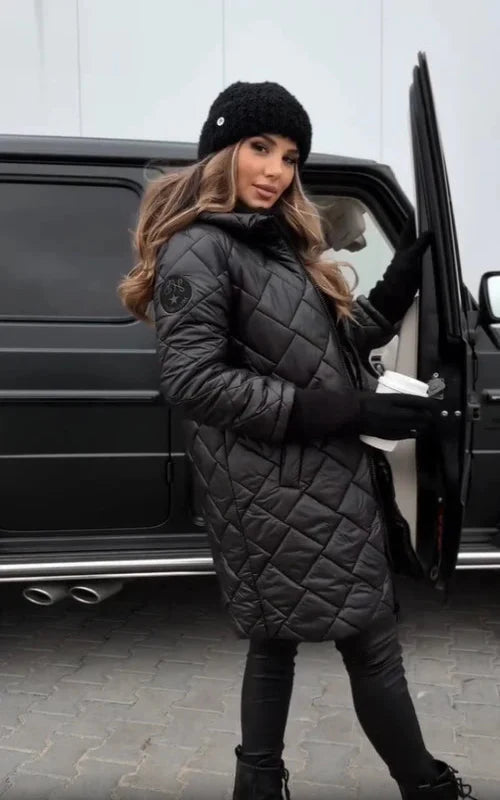 Nivelle - Long Hooded Zip-Up Quilted Coat