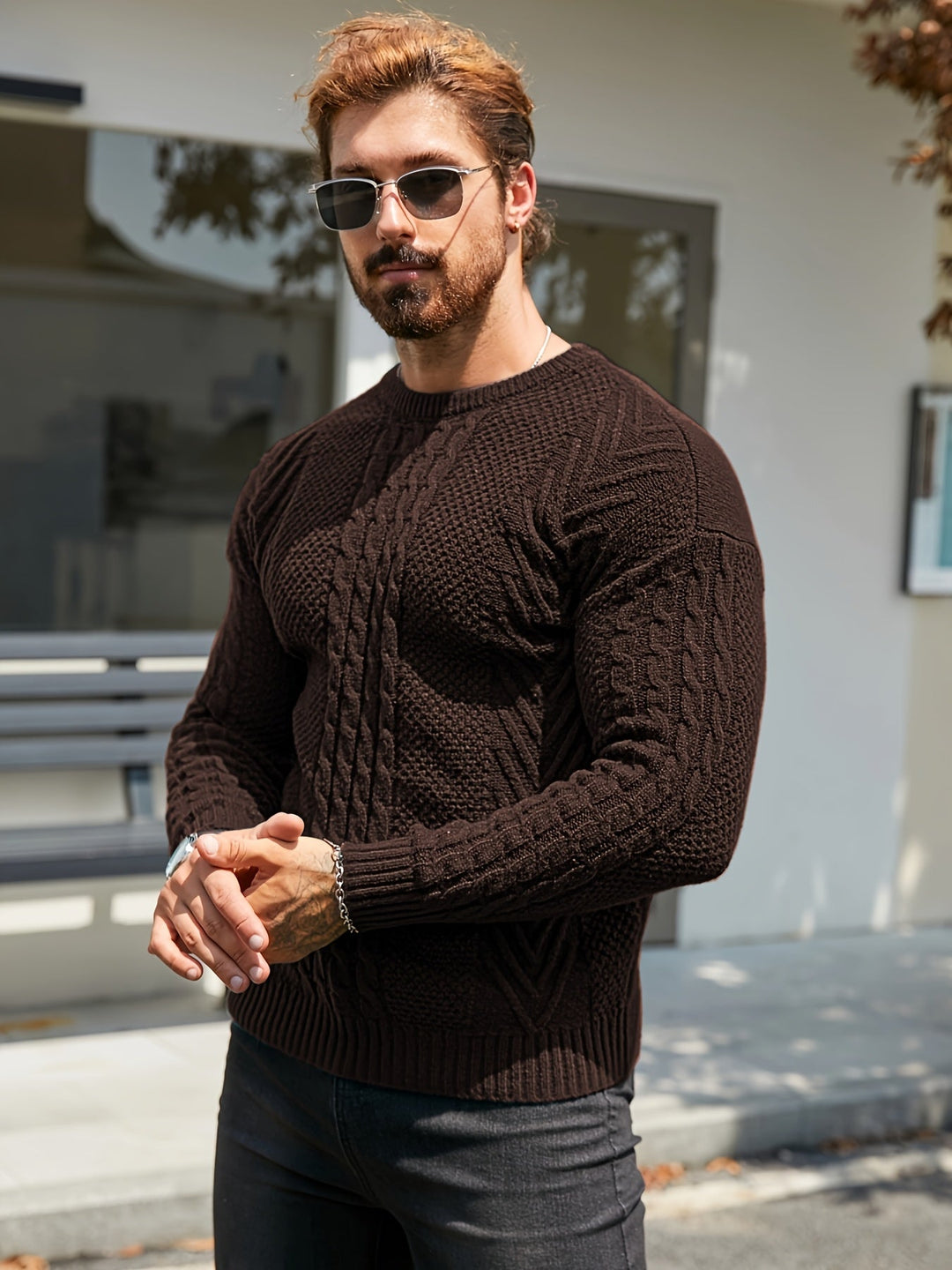 Adelas - Classic Cable Knit Crew Neck Sweater