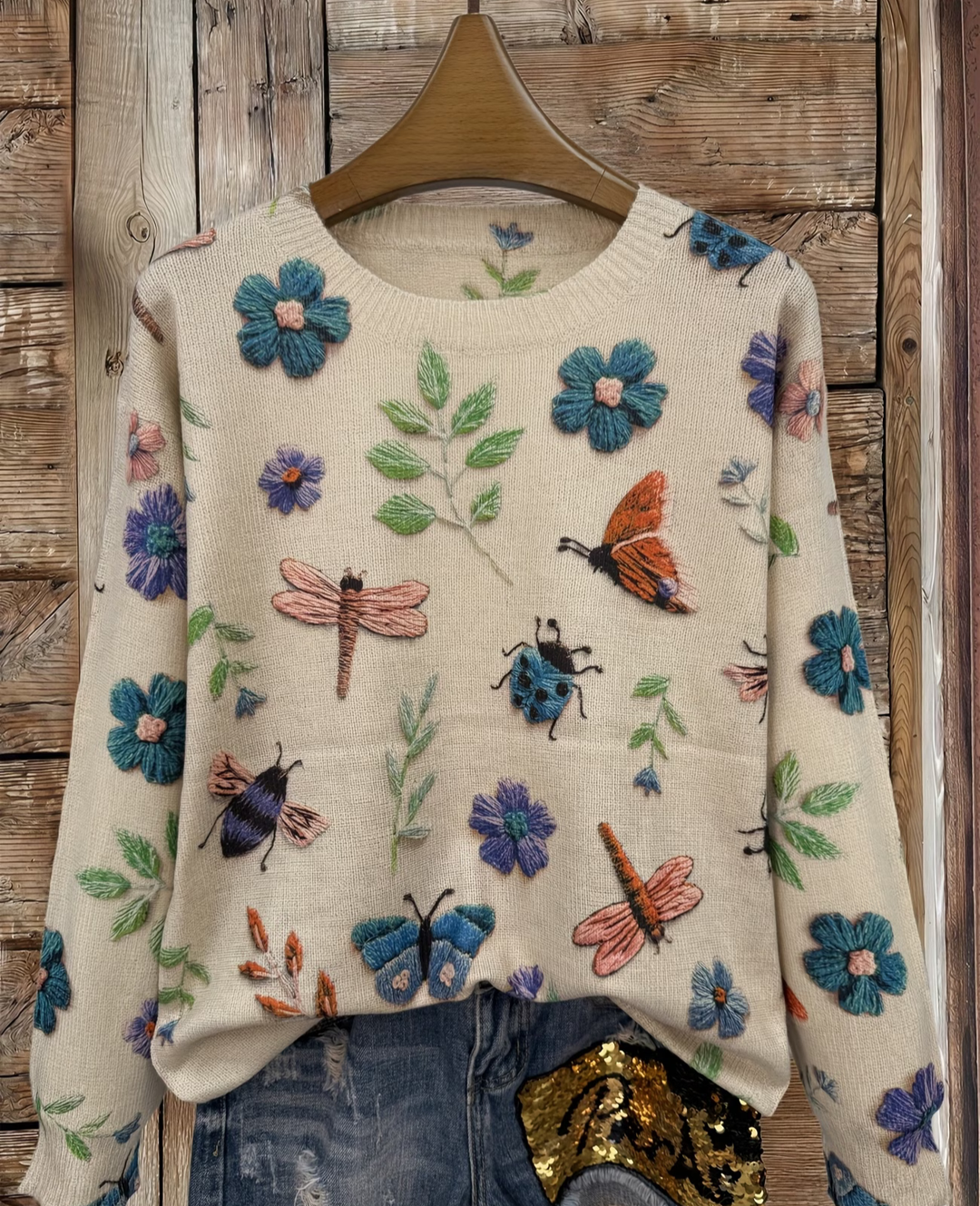 Neriita - Sweater With Floral and Insect Print
