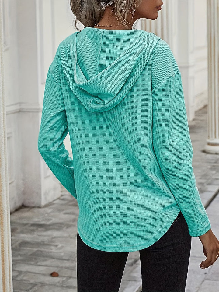 Laurette - Long Sleeve V Neck Hoodie
