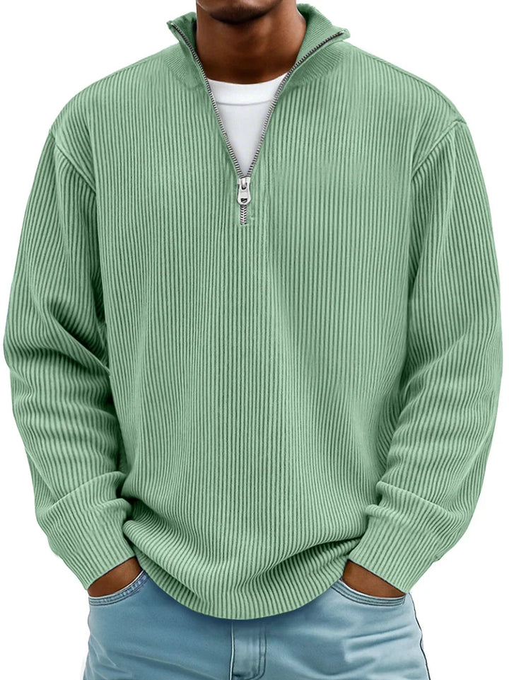 Raphael - Ribbed Long-Sleeve Quarter-Zip Pullover Sweater